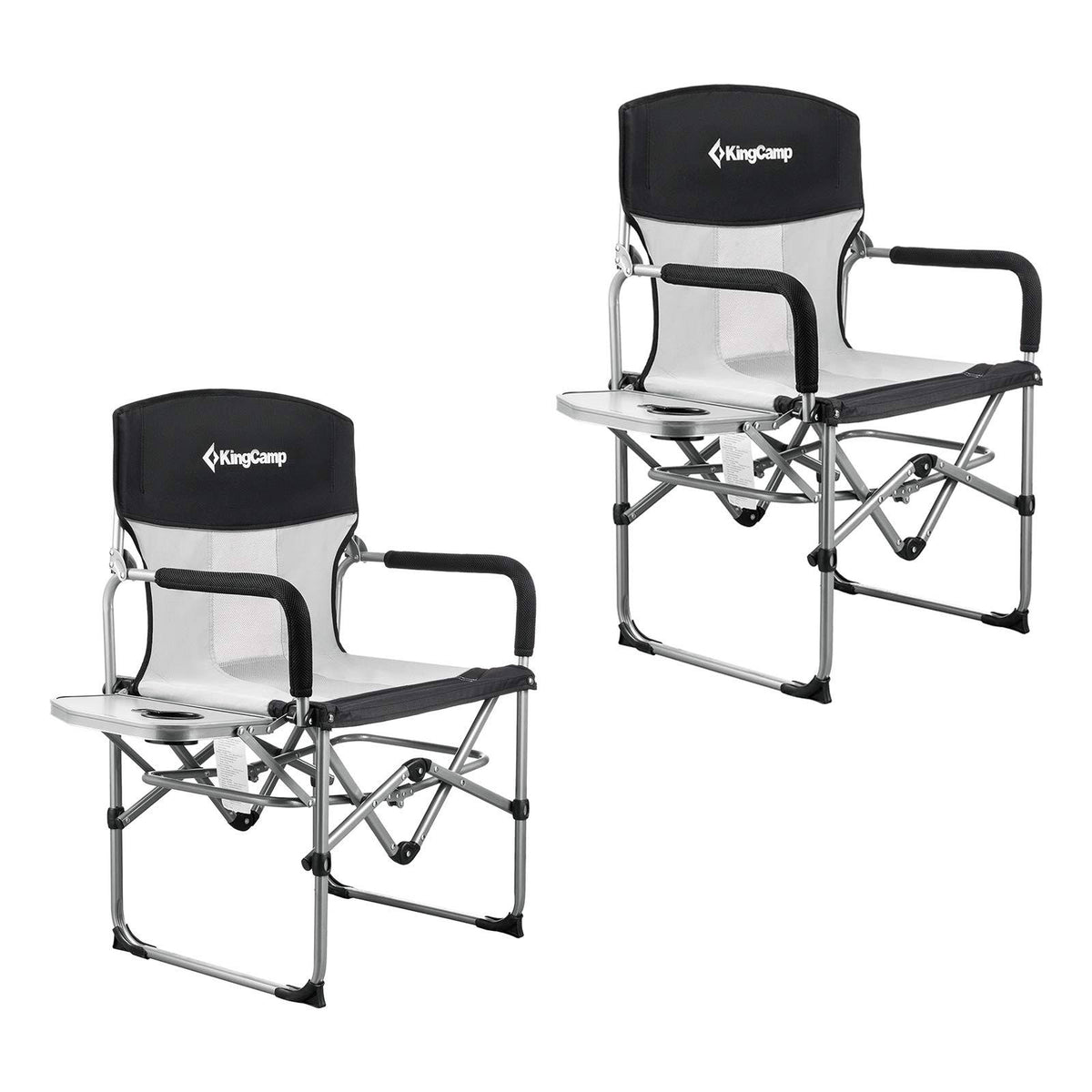 2 Pack Compact Camping Folding Mesh Chair with Side Table and Handle G9822