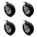 12x22 Pneumatic Swivel Caster Set of 4 Black Rubber Wheel Y29595