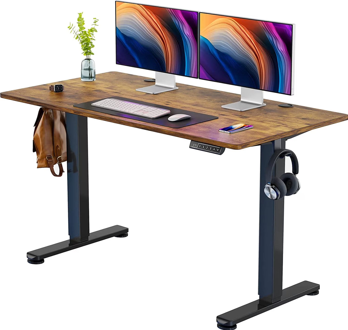 Vintage Brown Electric Standing Desk D238