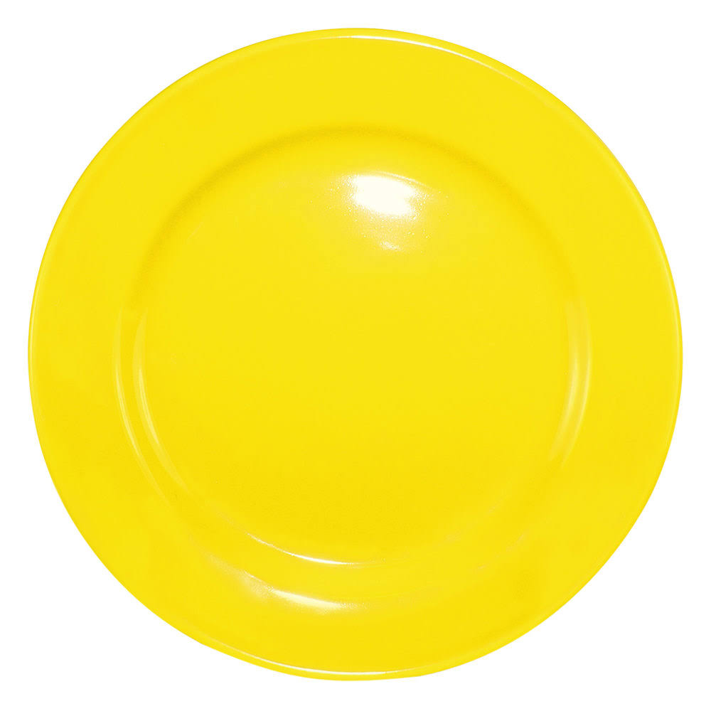 Yellow Stoneware Rolled Edge Wide Rim Plate - 24/Case D819