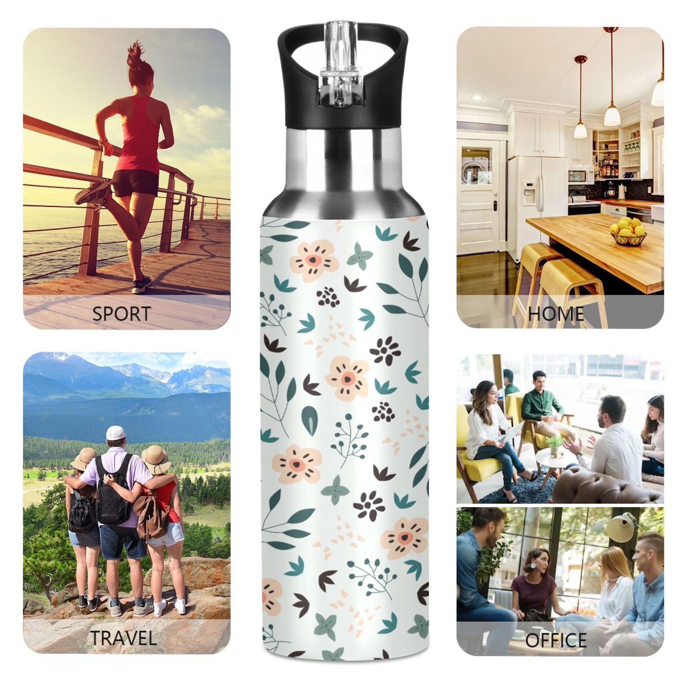 Stainless Steel Insulated Water Bottle with Straw Lid I57907