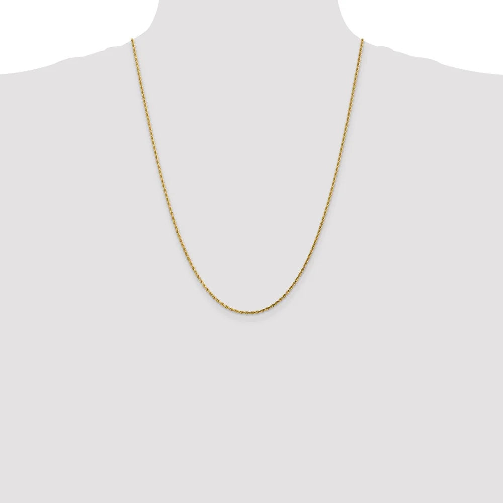 14kt Yellow Gold Diamond-Cut Rope Chain 24 inch Lobster Clasp H76310