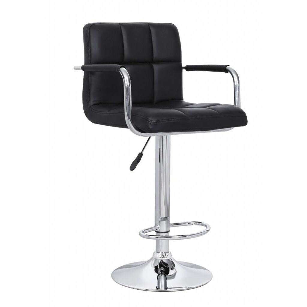 Black Faux Leather Swivel Barstools Set of 3 U288