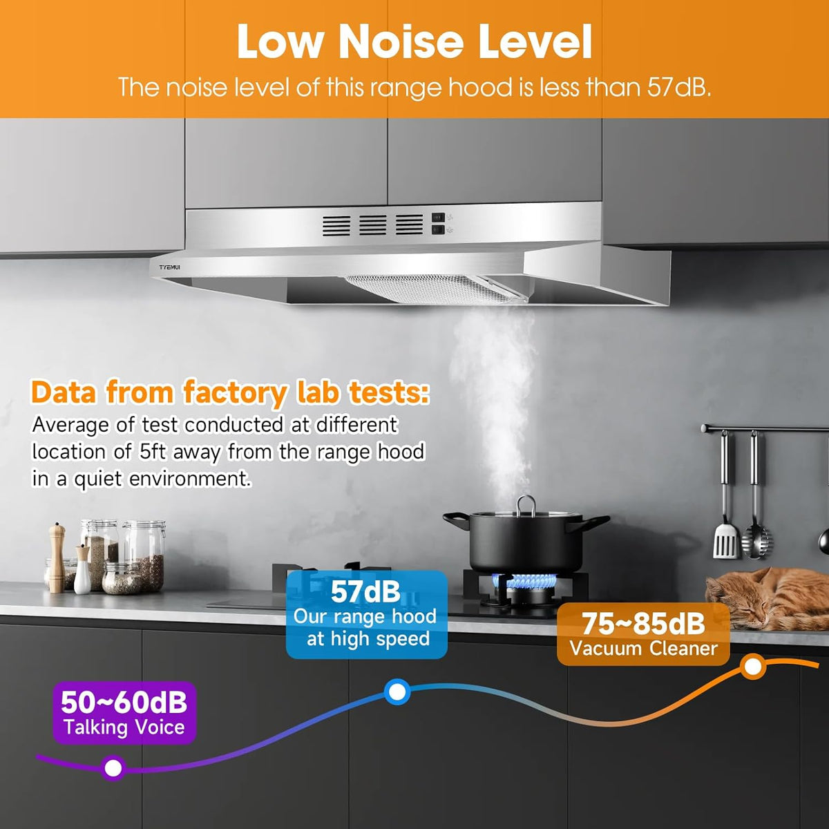 Stainless Steel Under Cabinet Ductless Range Hood, 300 CFM C5160