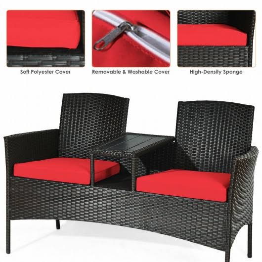 Red Rattan Conversation Set B564