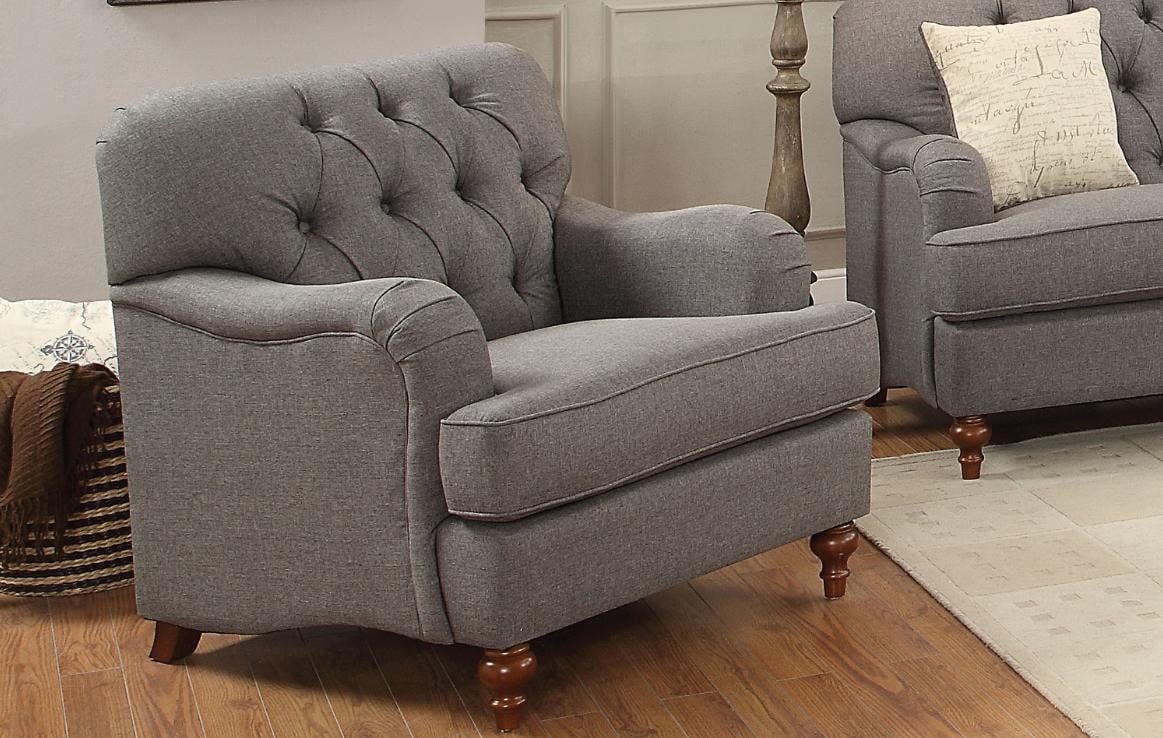Dark Grey Fabric Sofa Set 3Pcs R2826