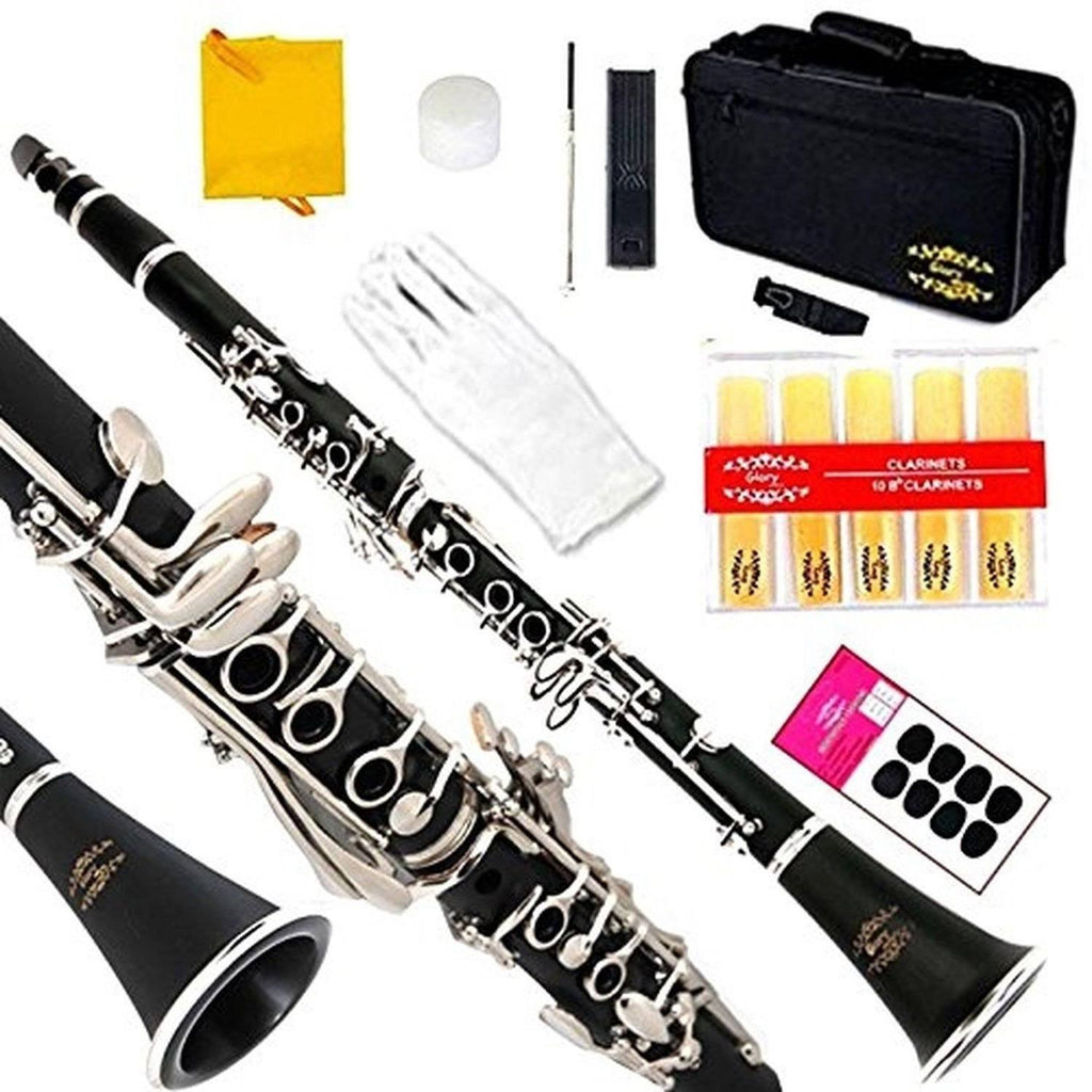 Black Clarinet with Second Barrel, 11 Reeds, 8 Pads, Case Z6653