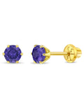 Simulated Amethyst Toddler Earrings Safety Screw Back C822