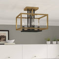 4 Light 12x22 Lantern Rectangle Semi Flush Mount Olde Brass/Bronze T73660