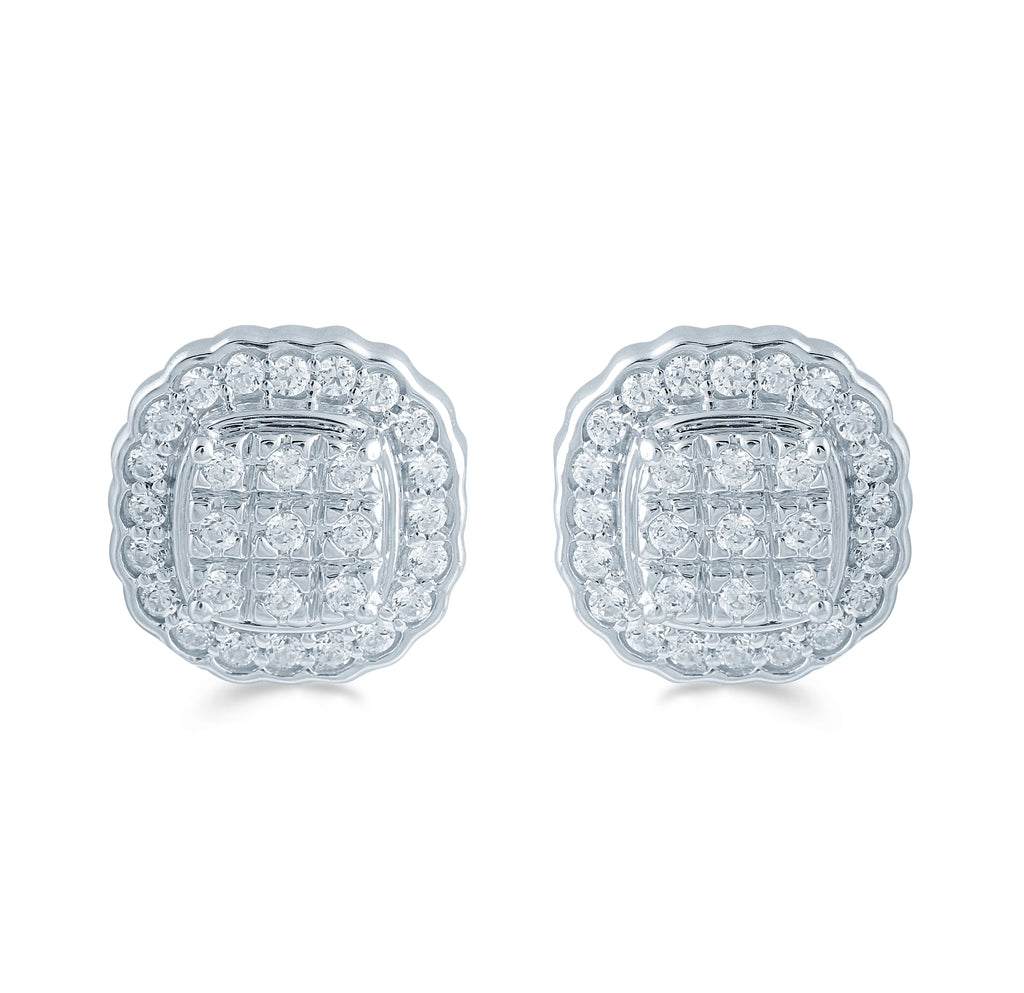 Cluster Diamond Earrings in Sterling Silver X564629