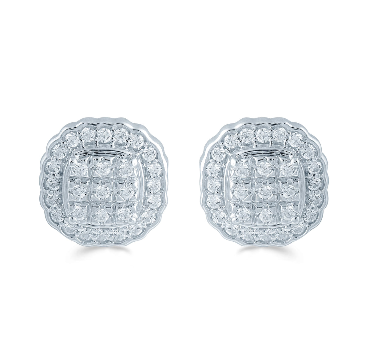 Cluster Diamond Earrings in Sterling Silver X564629