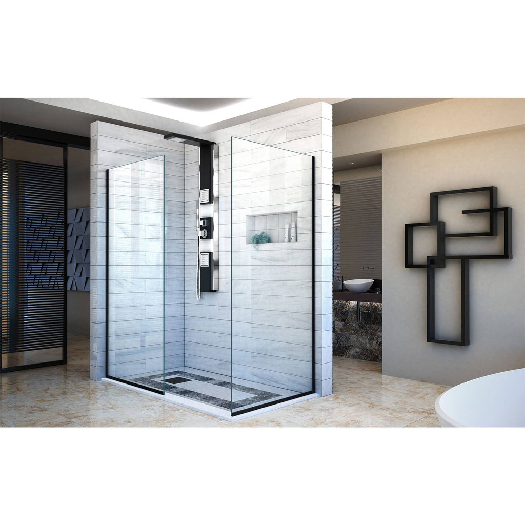 Frameless Shower Screens 30 in. W x 72 in. H Each, Satin Black E487