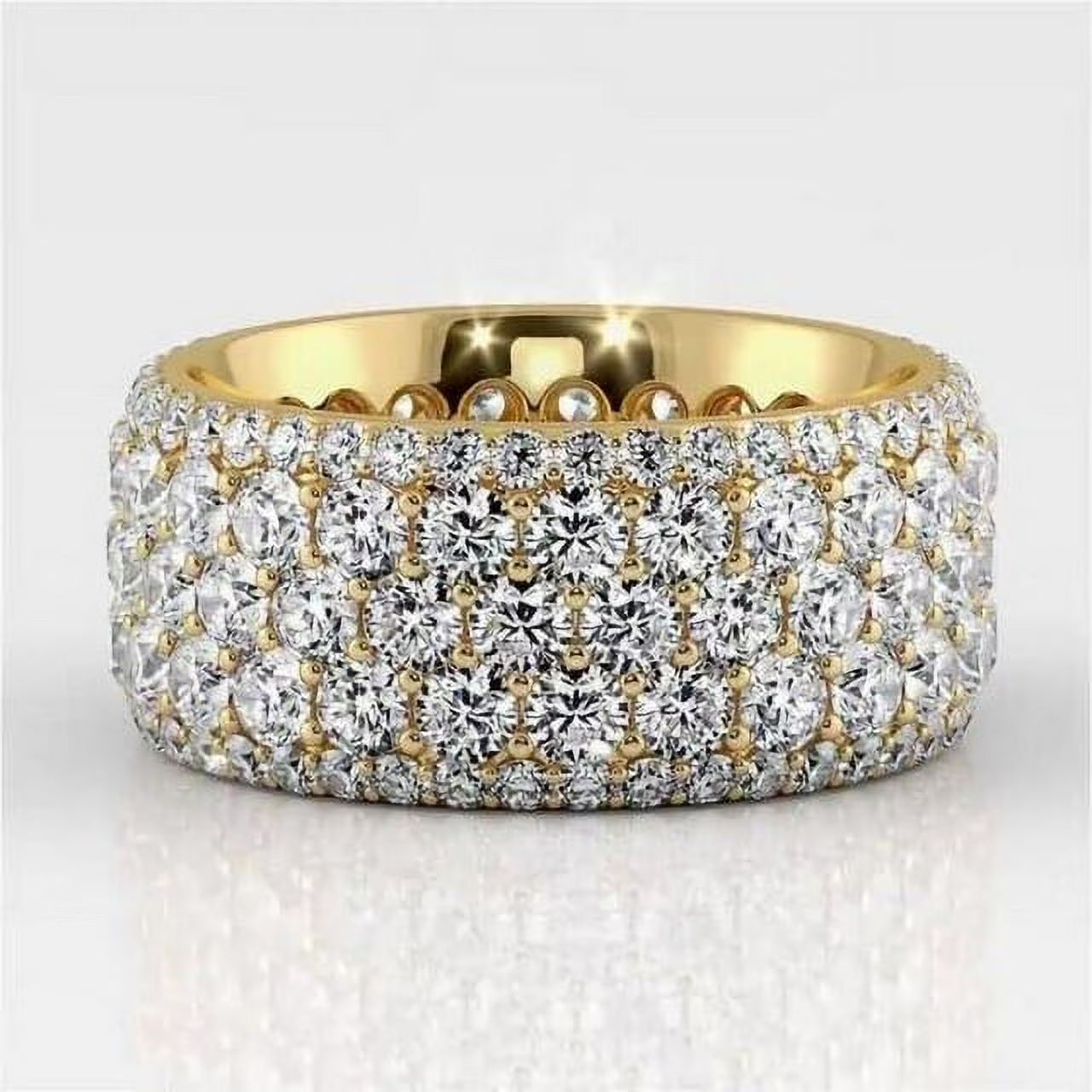 14K Yellow Gold Lab Grown Diamond Round Cut Band Ring V56252