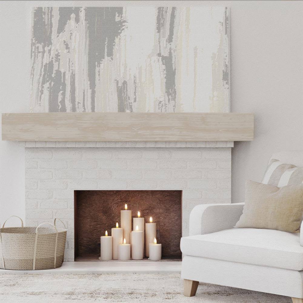 Sandblasted Faux Wood Fireplace Mantel, White Washed X400394