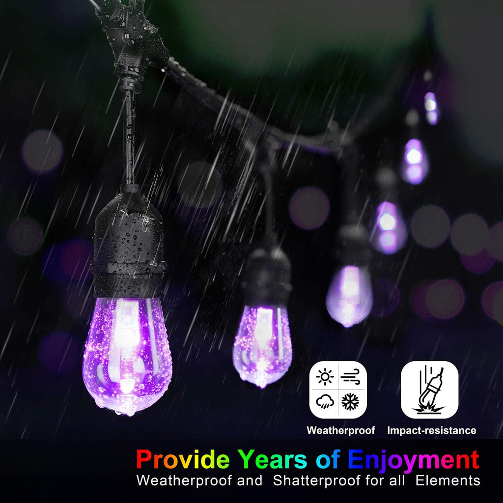 48FT RGB Cafe String Lights with 18 Shatterproof Edison Bulbs U855872