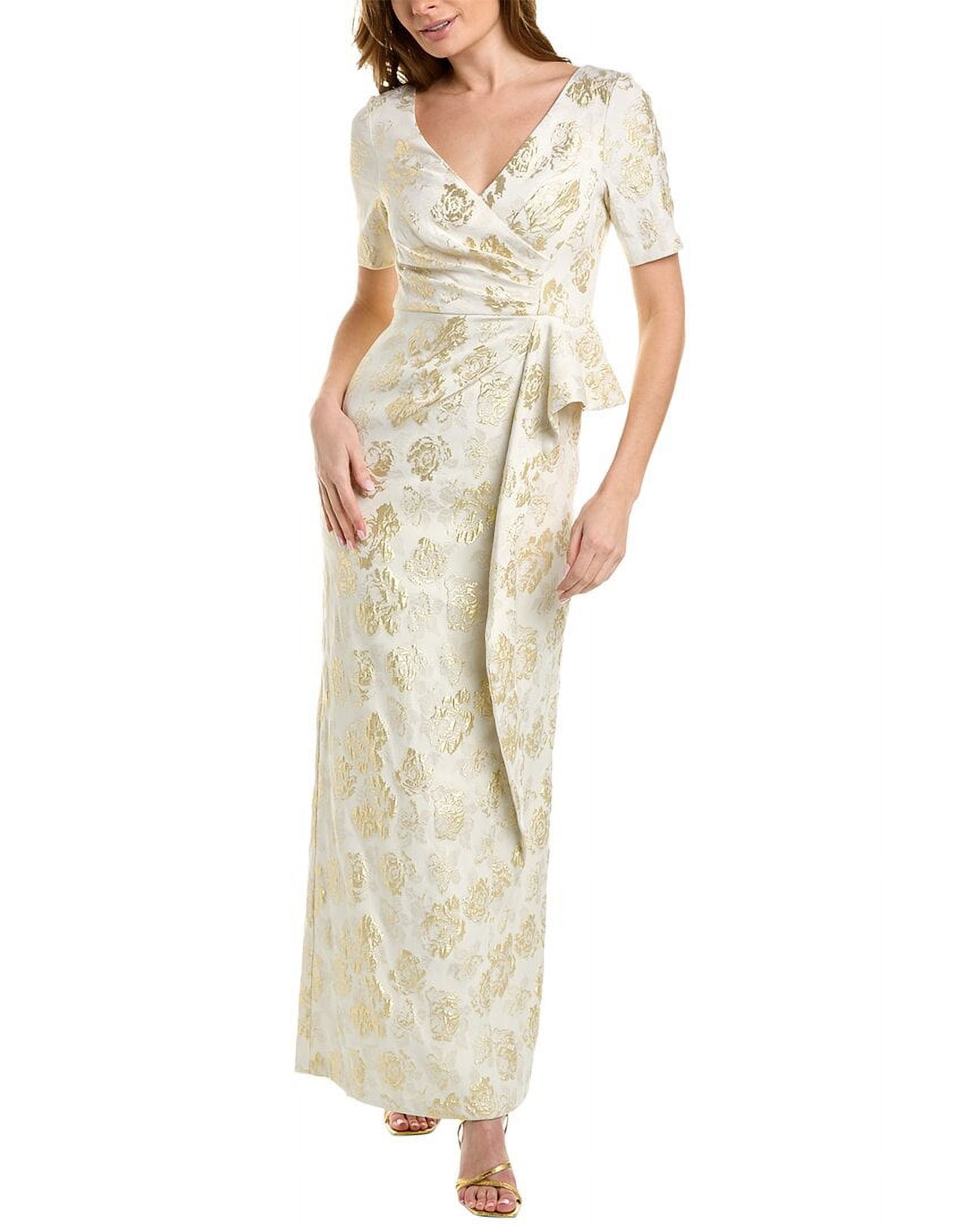 Yellow V-Neck 3/4-Sleeve Gown Y96136