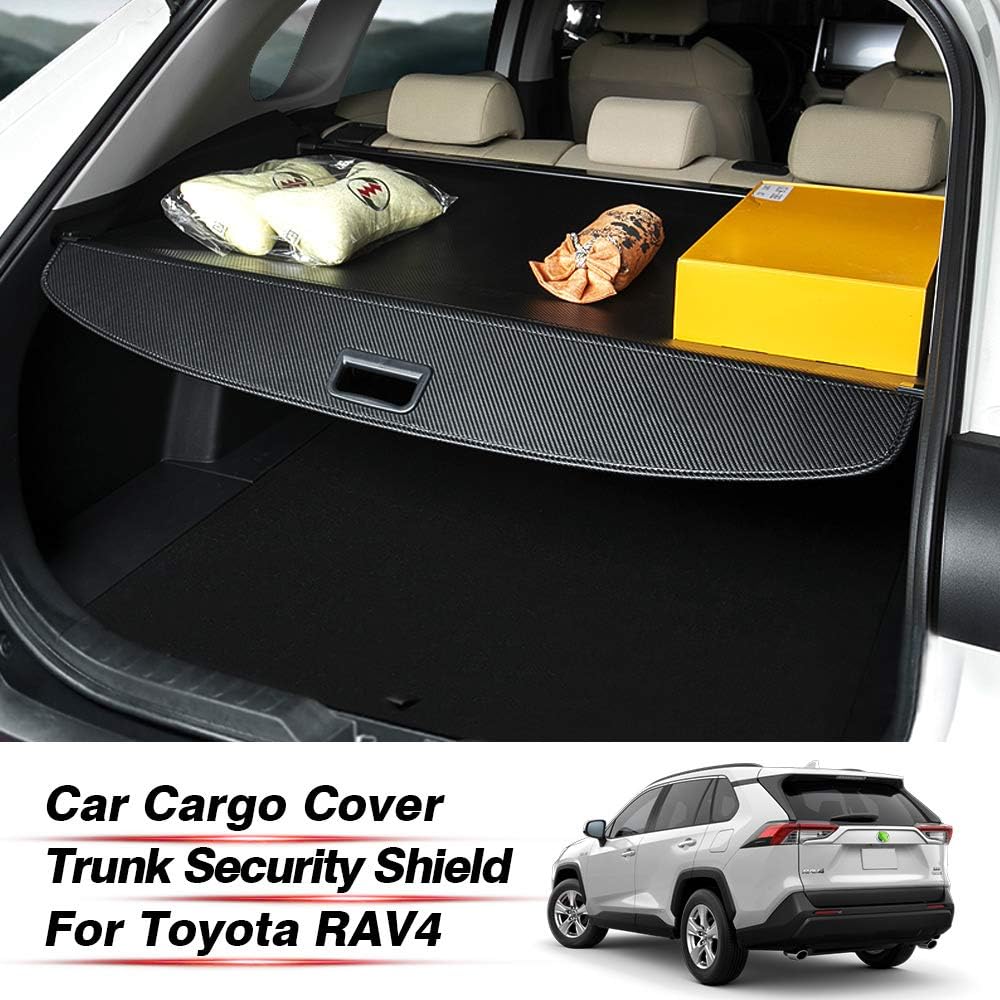 Black Carbon Fiber Texture Retractable Rear Trunk Cover Pack of 2 C218540