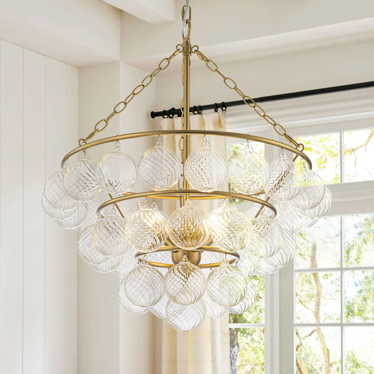 4-Light Dimmable Glass Chandelier W4084