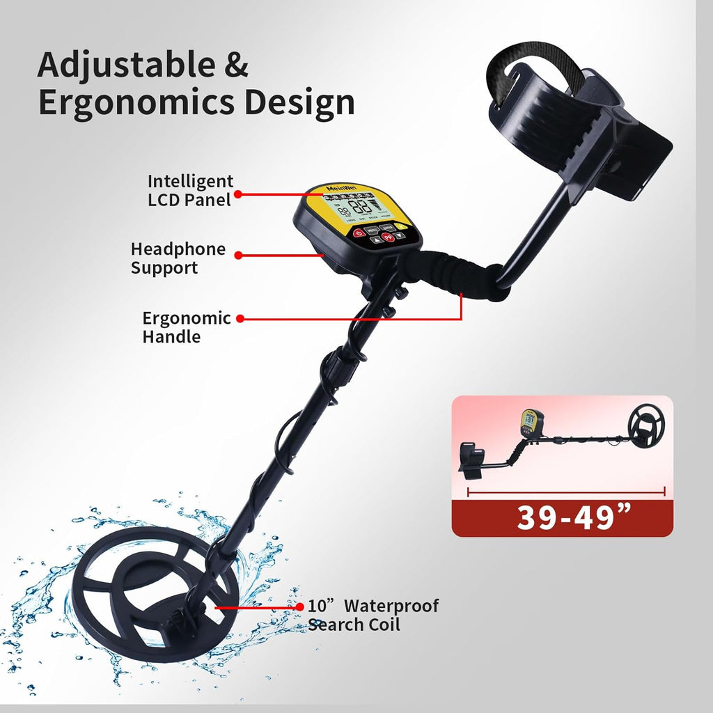 Waterproof Professional Metal Detector with LCD Display, 5 Mode, 10" Coil I809