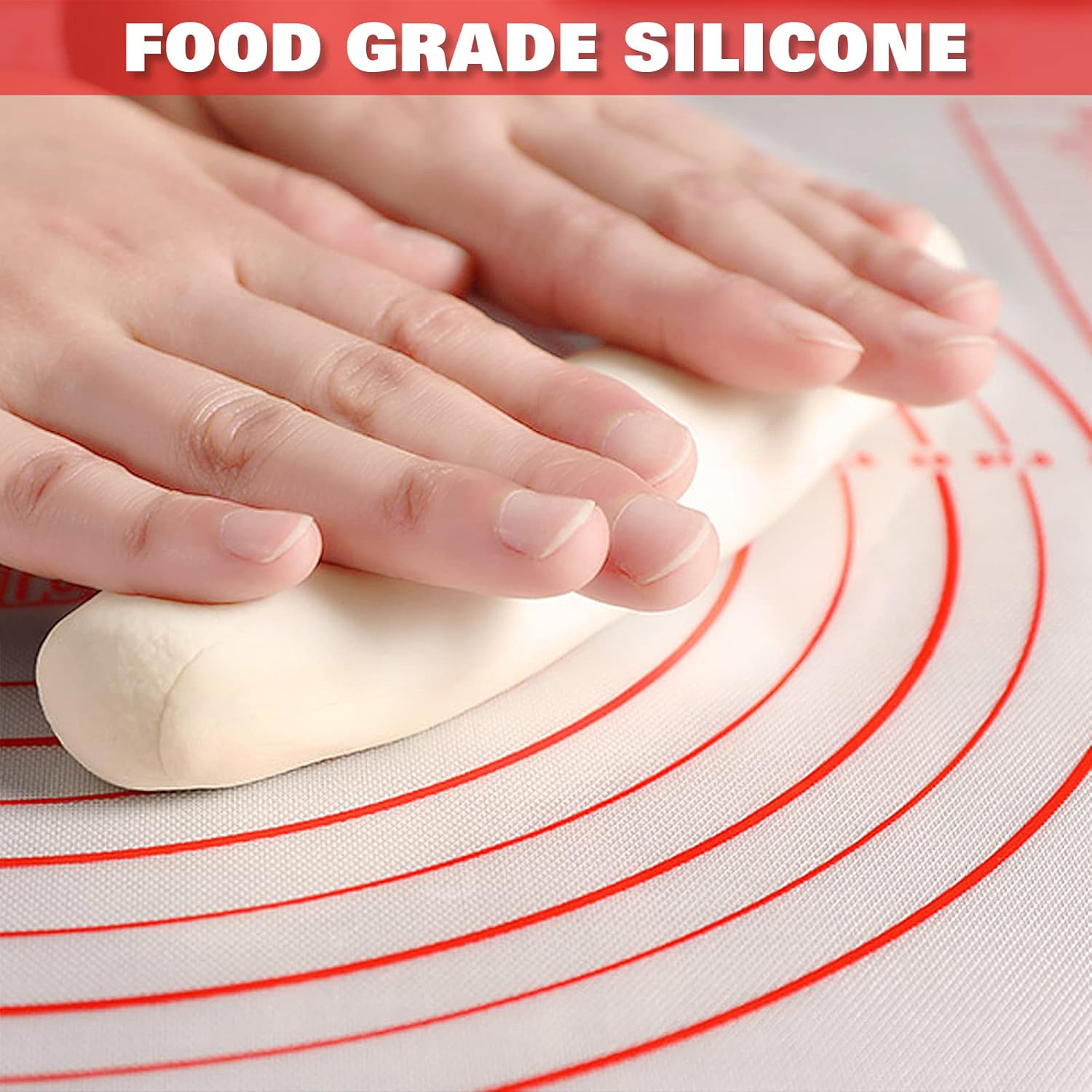 Large Silicone Non Stick Baking Mat with Measurement, Red L43698