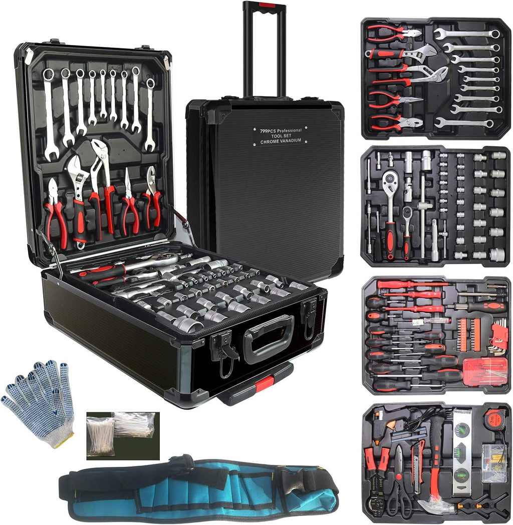 Aluminum Trolley Case Tool Set Silver H4641