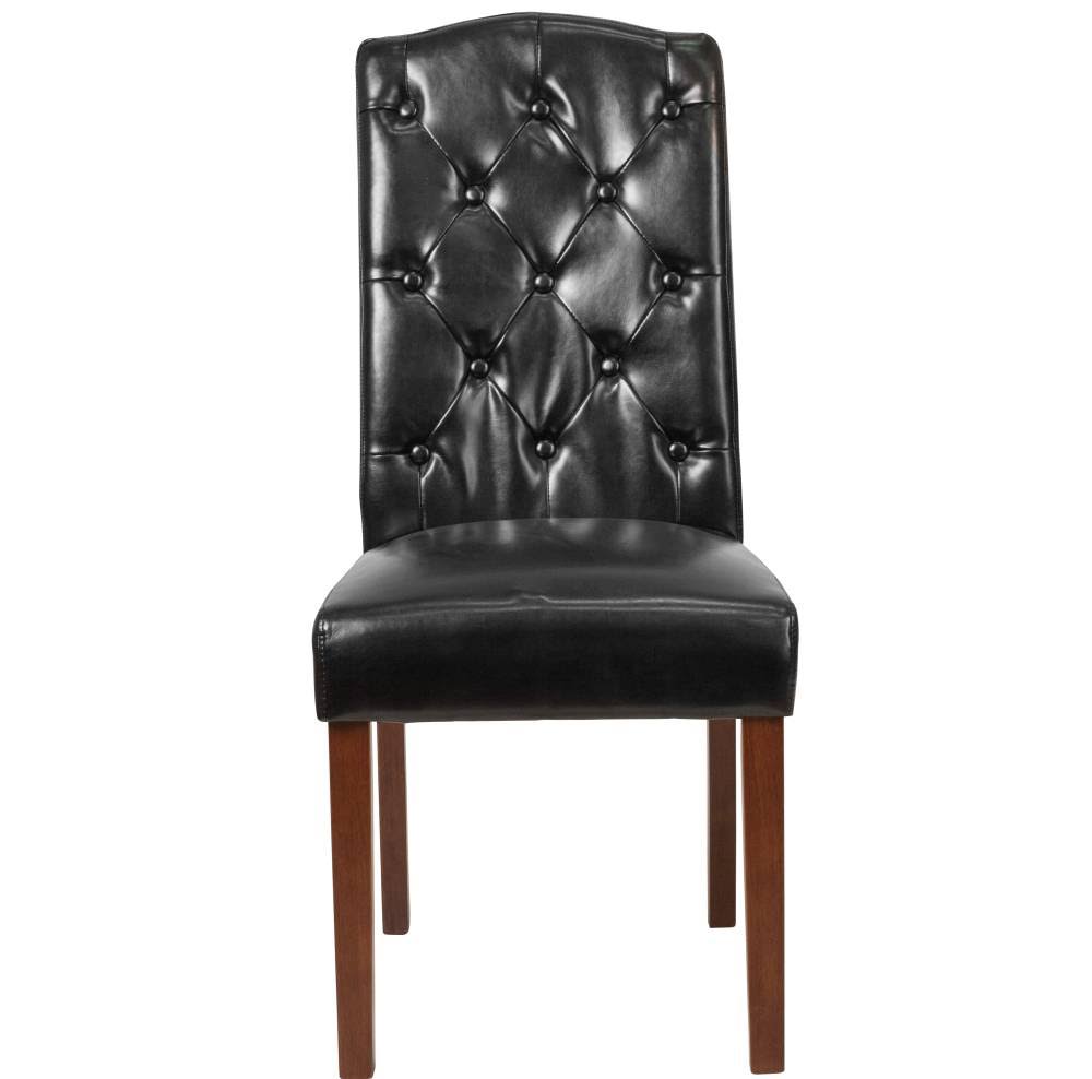 Brown Fabric Tufted Parsons Chair I480