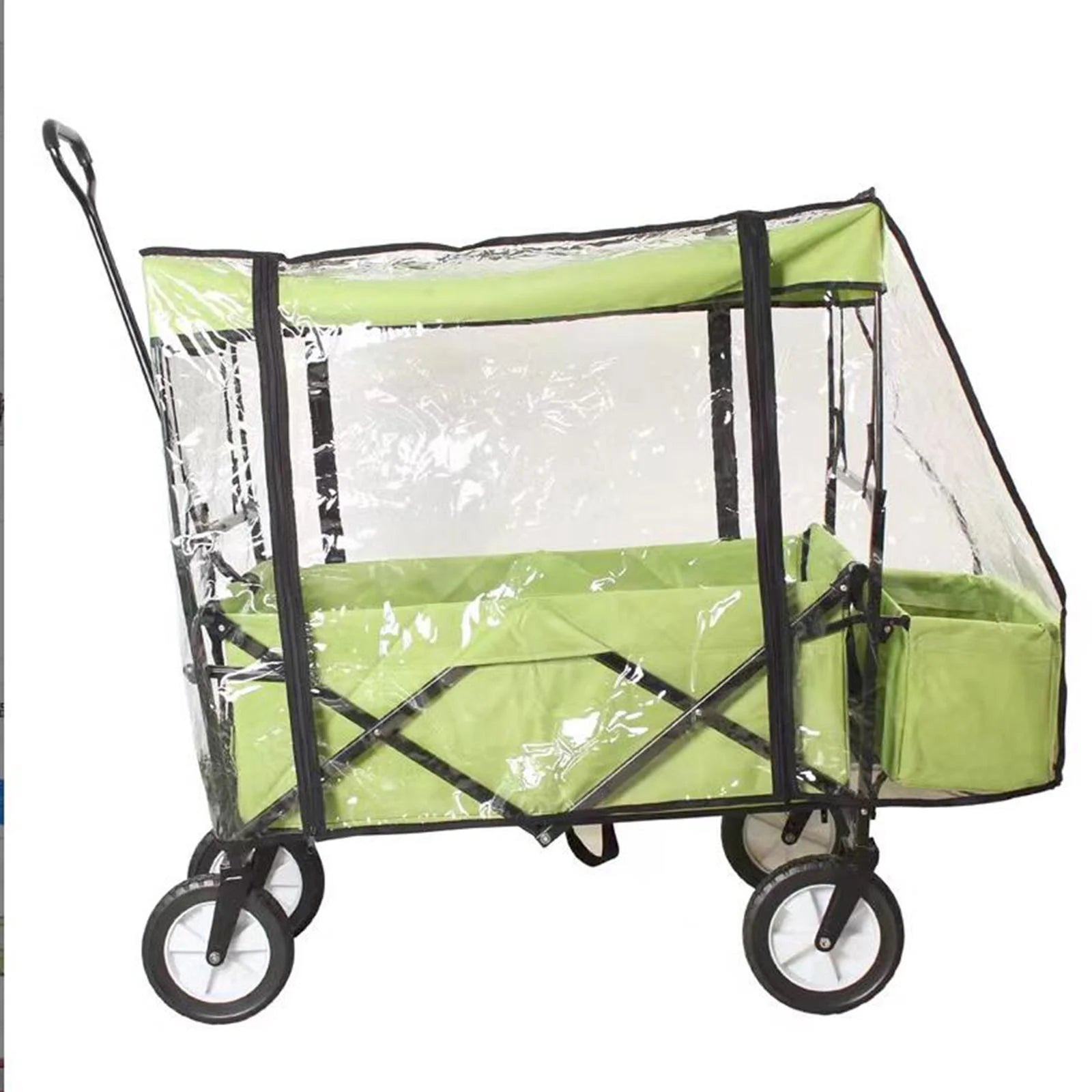 Collapsible Wagon Cart Waterproof Cover Canopy Transparent PVC 33x15.7x27.6inch Portable Dustproof Rainproof A53580