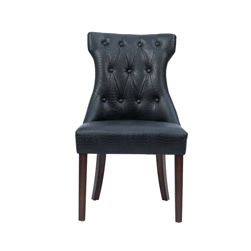 Black Button Tufted PU Leather Dining Side Chair Set of 2 P863