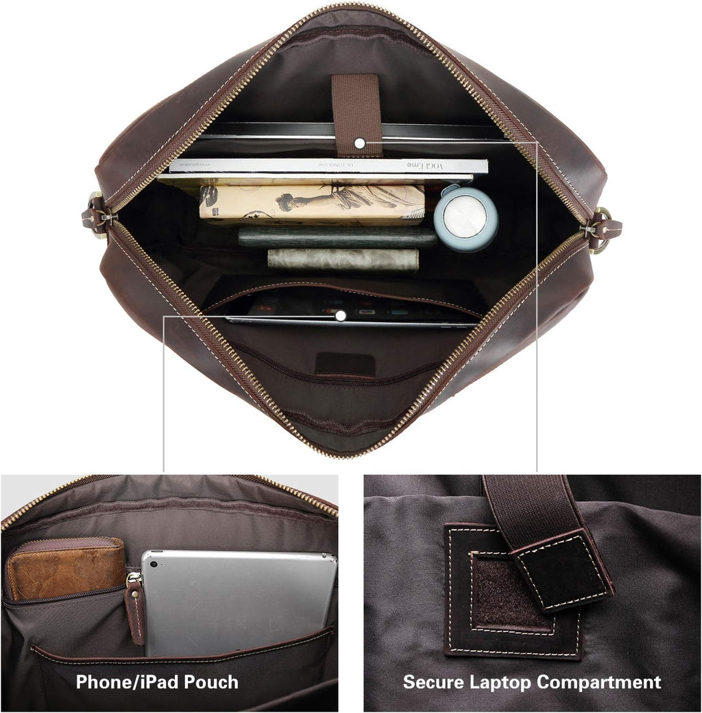 Full Grain Leather 18.5'' Laptop Briefcase Messenger Bag M23846