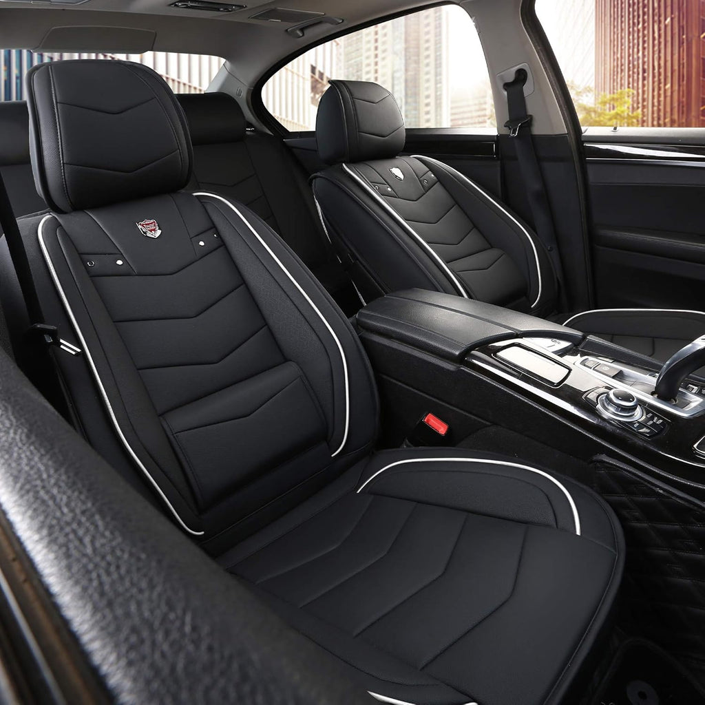 Black with Red Trim Full Set Water Proof Synthetic Leather Car Seat Cover K111