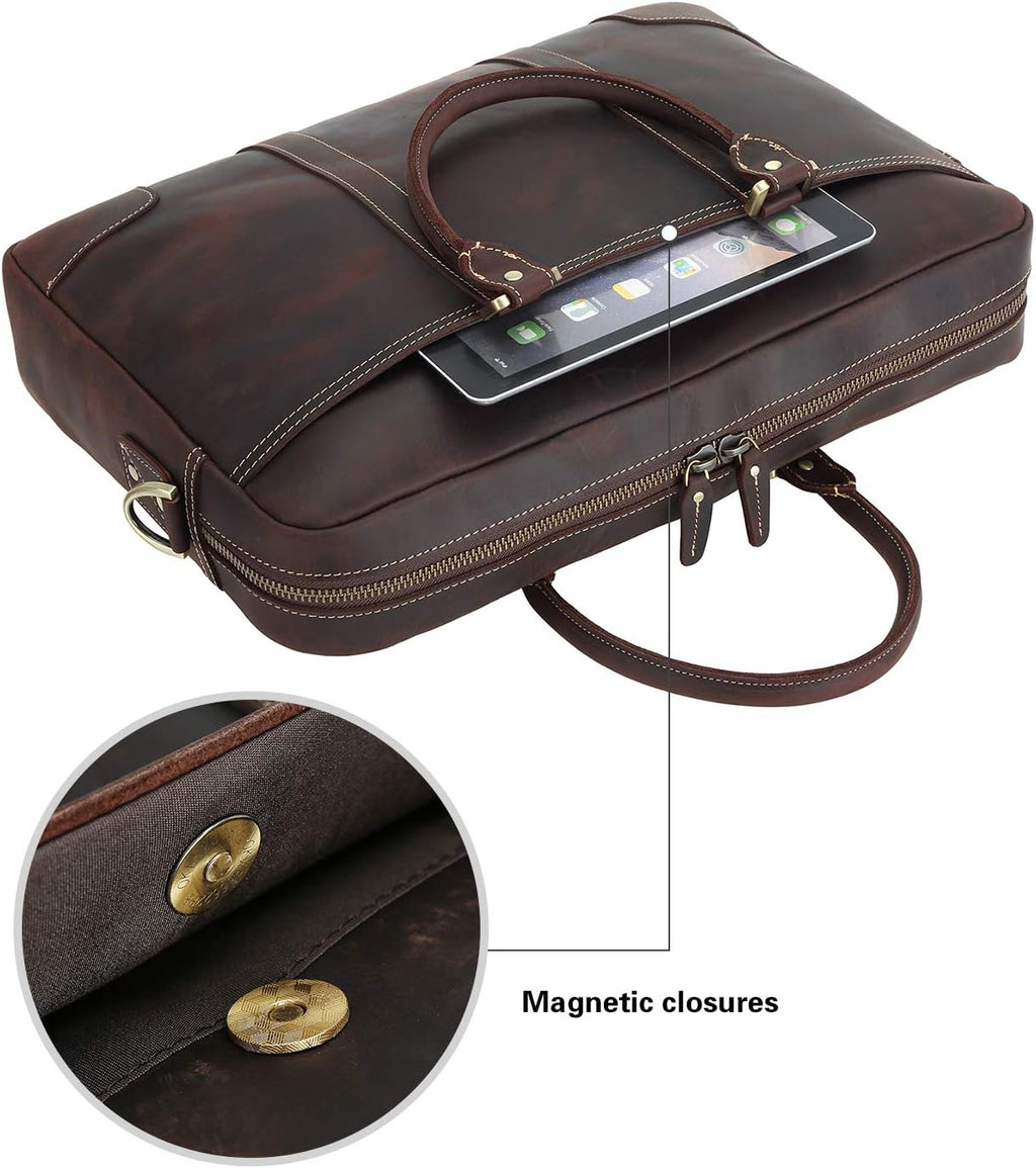 Full Grain Leather 18.5'' Laptop Briefcase Messenger Bag M23846