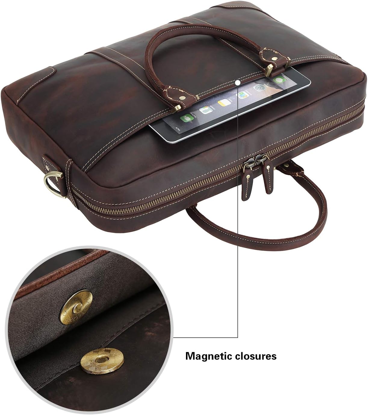 Full Grain Leather 18.5'' Laptop Briefcase Messenger Bag M23846