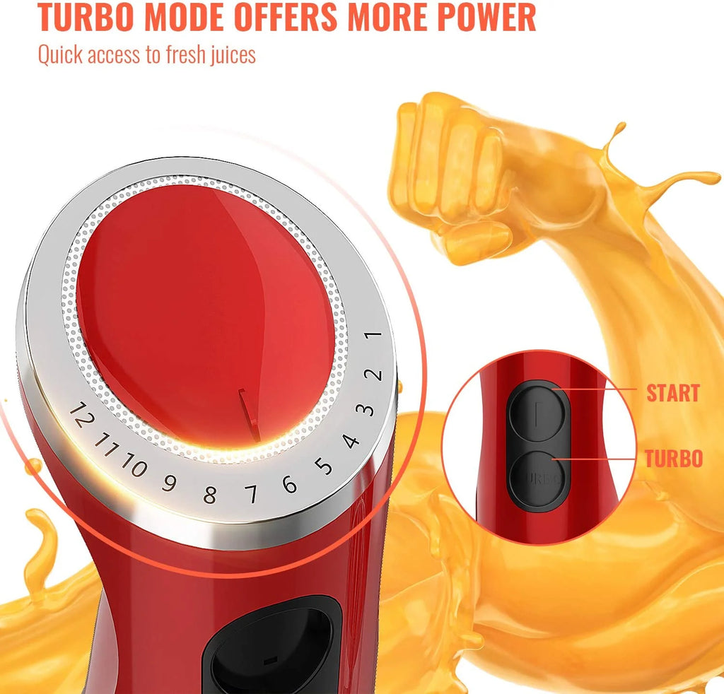 Red 800W 4-in-1 Stainless Steel Immersion Blender with 600ml Mixing Beaker C8832