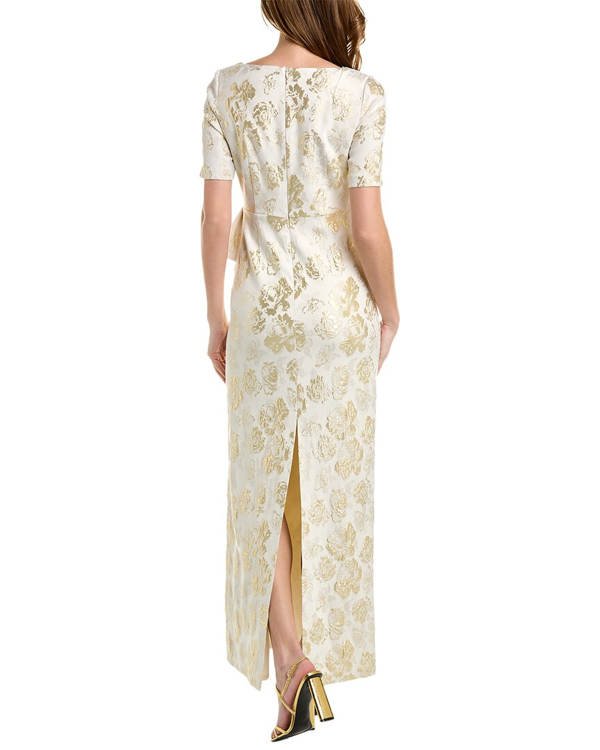 Yellow V-Neck 3/4-Sleeve Gown Y96136
