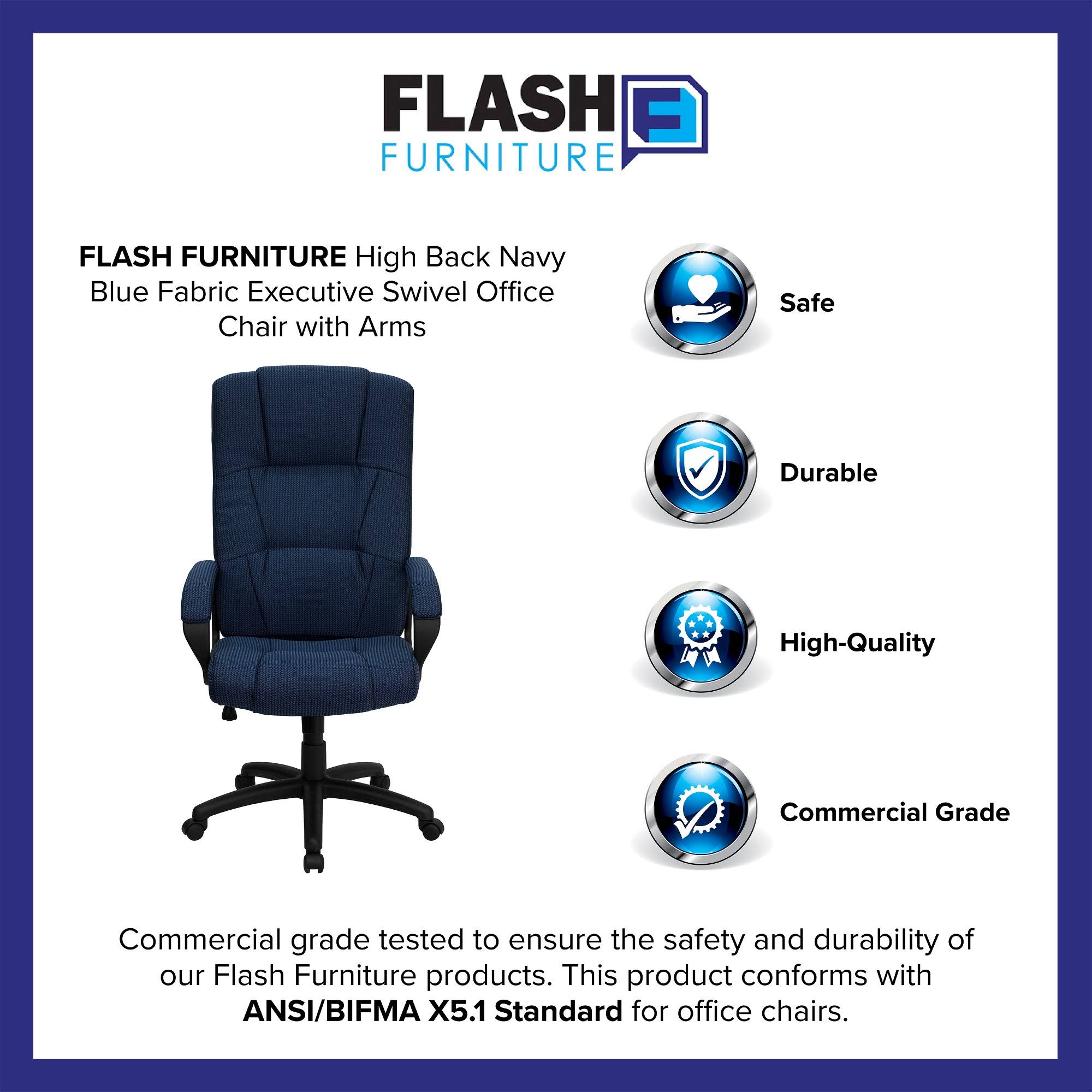 Navy Blue High Back Office Chair S1407
