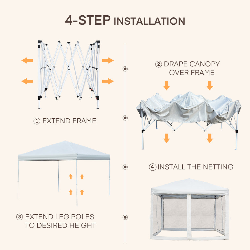 10' x 10' Outdoor Pop-up Canopy Tent with Mesh Sidewalls T4981