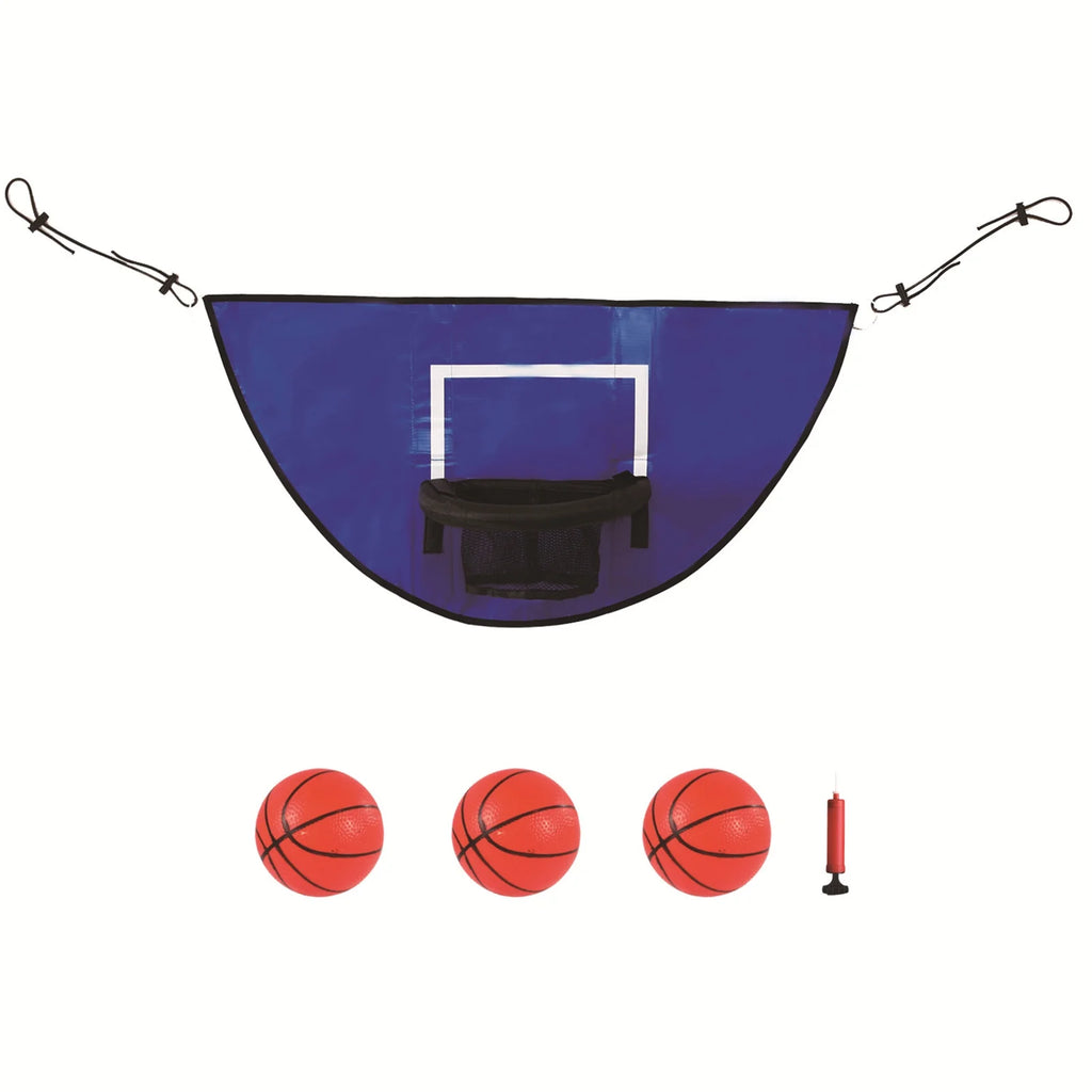 Universal Trampoline Basketball Hoop Set with Pump and Mini Basketballs P64680