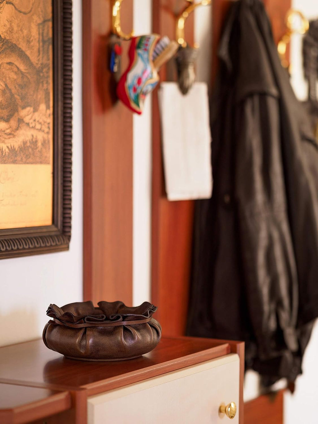 Leather Catchall Tray, Full Grain Vegetable Tanned Leather, Dark Brown M682594