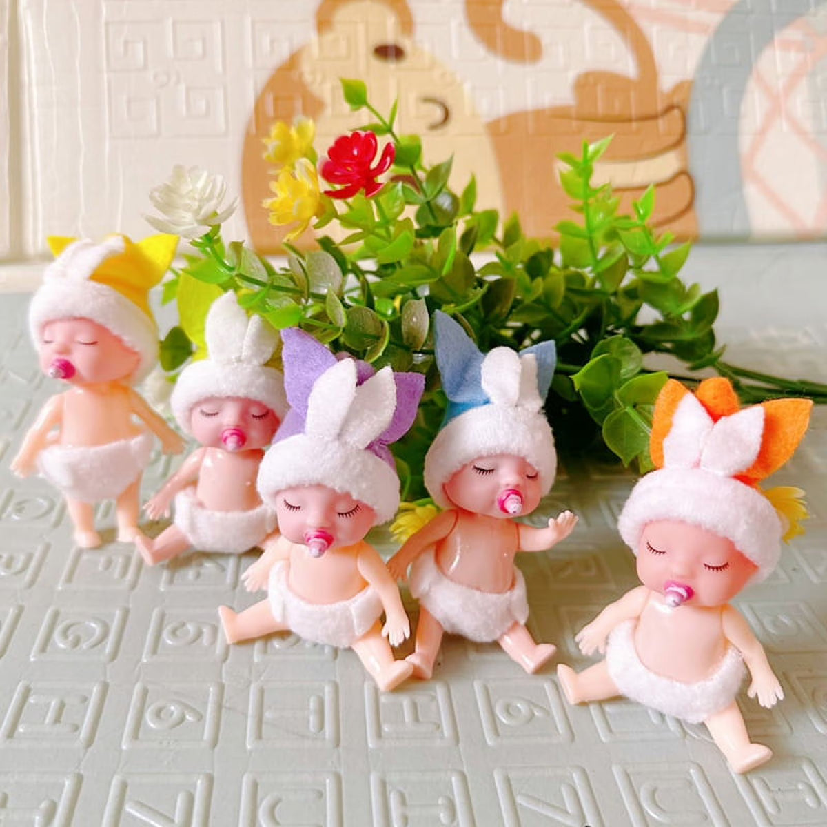 1Pc Simulated Mini Rabbit Dolls Dollhouse Accessories J778379