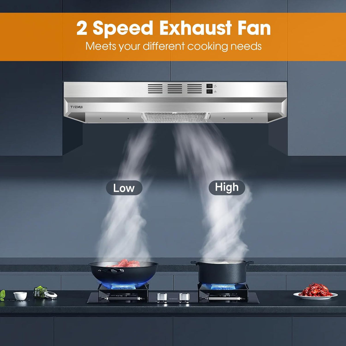 Stainless Steel Under Cabinet Ductless Range Hood, 300 CFM C5160