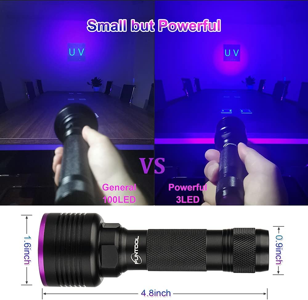 Black Light Flashlight UV Flashlight Rechargeable Ultraviolet 385-395nm J224