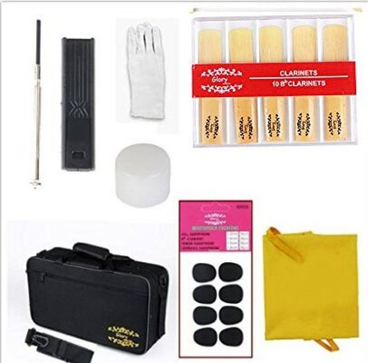 Black Clarinet with Second Barrel, 11 Reeds, 8 Pads, Case Z6653