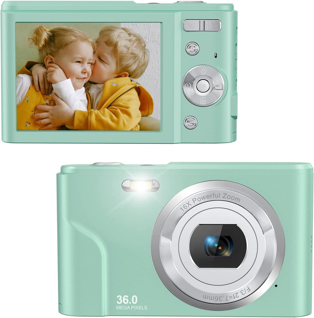 2.7K 44 Mega Pixels Portable Digital Camera with 16X Digital Zoom, 2 Batteries, Black, Pack of 2 A5240