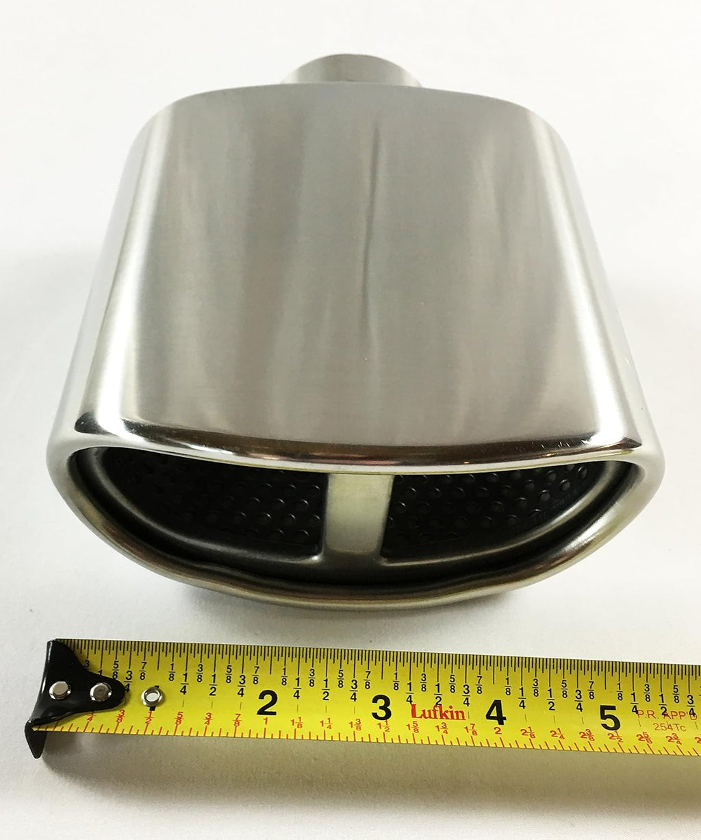 Double Wall Rolled Oval Split Stainless Steel Exhaust Tip Pack of 2 N5043