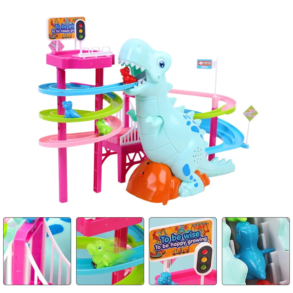 Track Dinosaur Kids Climbing Toys Race Electric Music Stairs Animal Set J193455