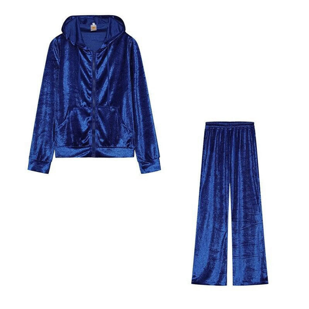 Velour 2-Piece Hoodie Tracksuit Set V13071