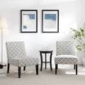 3Pc Set Gray Fabric Upholstery Side Table and 2 Chairs A6070