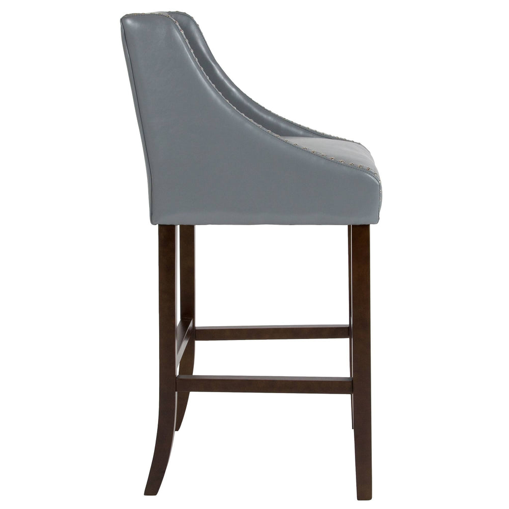 Gray and Brown Contemporary Bar Height Stool with Accent Nail Trim S85407