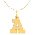 14K Yellow Gold Block Letter A Initial Pendant Charm with Rope Chain Necklace 16'' W780934