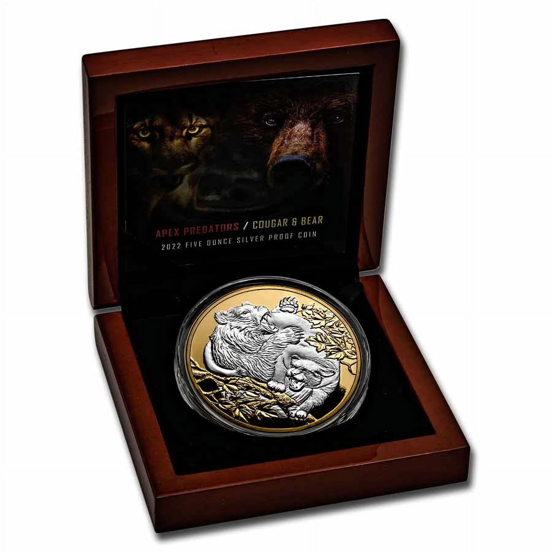 Cougar vs Bear 5 oz Silver Proof Coin O7513